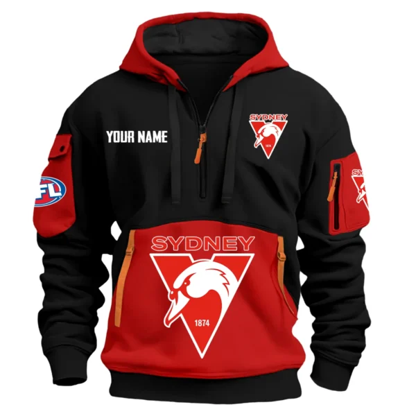 Sydney Swans Australian Football League Exclusive Logo Hoodie Half Zipper HOAFL0090525A01SYD - Red