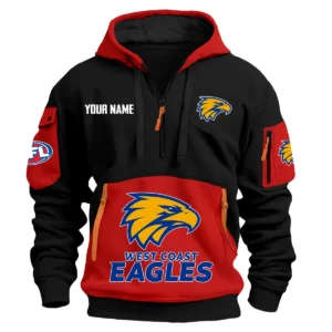 West Coast Eagles Australian Football League Exclusive Logo Hoodie Half Zipper HOAFL0090525A01WCE - Red