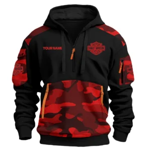 Harley-Davidson Motorcycles  Exclusive Logo Hoodie Half Zipper QTMT160525A2HD - Red