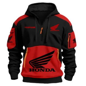 Honda Motorcycles  Exclusive Logo Hoodie Half Zipper QTMT160525A3HON - Red