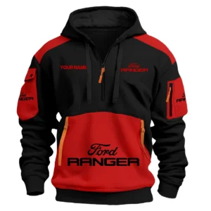 Ford Ranger Ute Exclusive Logo Hoodie Half Zipper QTUT160525A2FR - Red