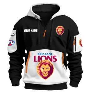 Brisbane Lions Australian Football League Exclusive Logo Hoodie Half Zipper HOAFL0090525A01BL - White