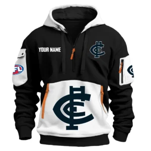 Carlton Blues Australian Football League Exclusive Logo Hoodie Half Zipper HOAFL0090525A01CARL - White