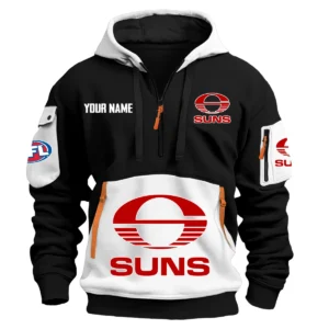 Gold Coast SUNS Australian Football League Exclusive Logo Hoodie Half Zipper HOAFL0090525A01GCFC - White