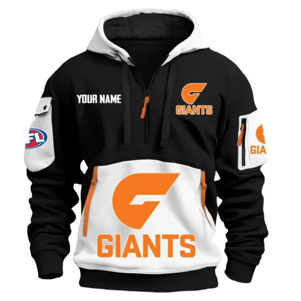 GWS Giants Australian Football League Exclusive Logo Hoodie Half Zipper HOAFL0090525A01GWS - White