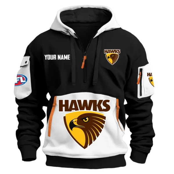 Hawthorn Hawks Australian Football League Exclusive Logo Hoodie Half Zipper HOAFL0090525A01HAW - White