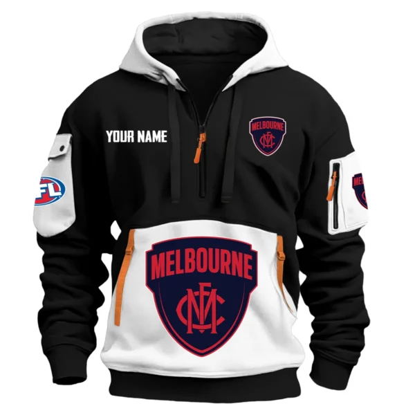 Melbourne Demons Australian Football League Exclusive Logo Hoodie Half Zipper HOAFL0090525A01MELB - White