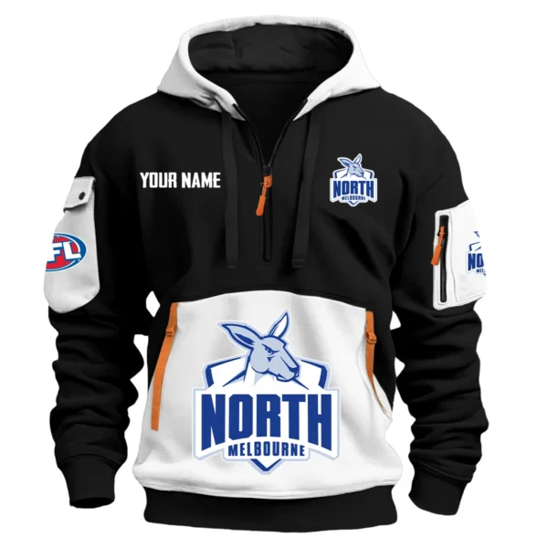 North Melbourne Kangaroos Australian Football League Exclusive Logo Hoodie Half Zipper HOAFL0090525A01NMFC - White