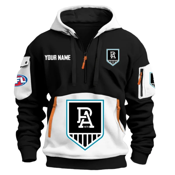 Port Adelaide Power Australian Football League Exclusive Logo Hoodie Half Zipper HOAFL0090525A01PORT - White