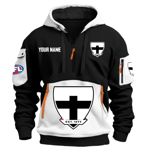 St Kilda Saints Australian Football League Exclusive Logo Hoodie Half Zipper HOAFL0090525A01STK - White