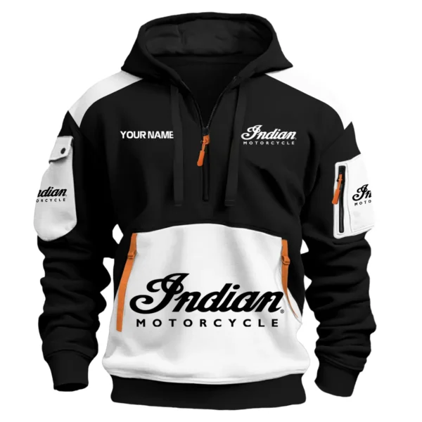 Indian Motorcycle Motorcycles  Exclusive Logo Hoodie Half Zipper QTMT160525A3IND - White