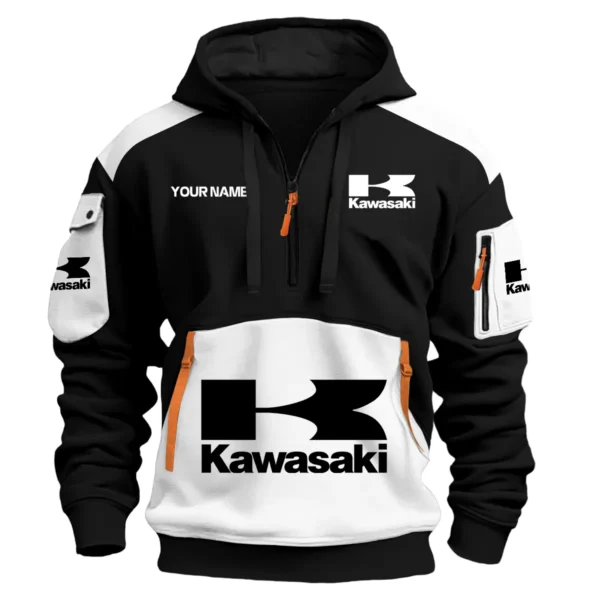 Kawasaki Motorcycles  Exclusive Logo Hoodie Half Zipper QTMT160525A3KAW - White