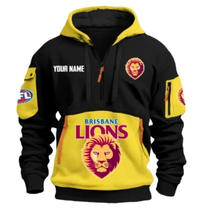 Brisbane Lions Australian Football League Exclusive Logo Hoodie Half Zipper HOAFL0090525A01BL - Yellow