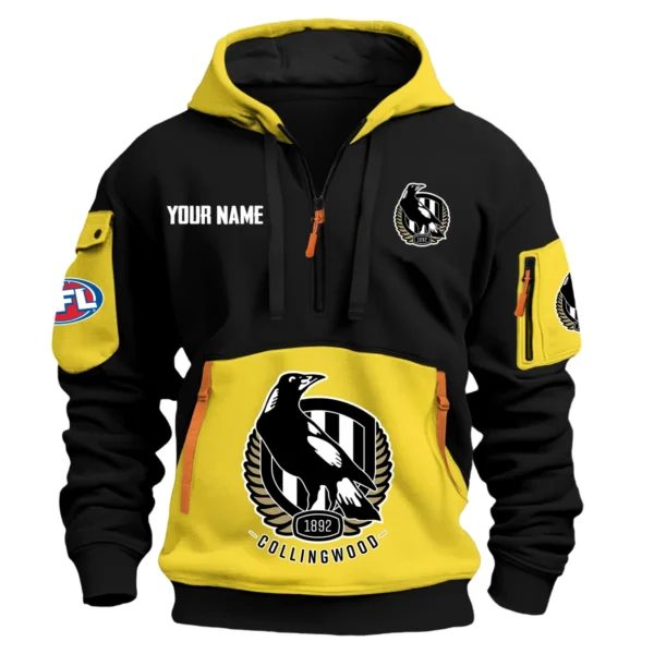 Collingwood Magpies Australian Football League Exclusive Logo Hoodie Half Zipper HOAFL0090525A01COLL - Yellow
