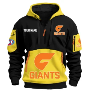 GWS Giants Australian Football League Exclusive Logo Hoodie Half Zipper HOAFL0090525A01GWS - Yellow