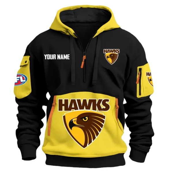 Hawthorn Hawks Australian Football League Exclusive Logo Hoodie Half Zipper HOAFL0090525A01HAW - Yellow