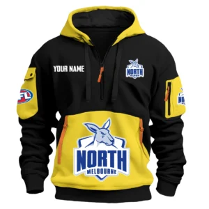 North Melbourne Kangaroos Australian Football League Exclusive Logo Hoodie Half Zipper HOAFL0090525A01NMFC - Yellow