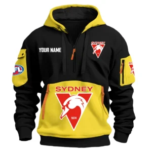 Sydney Swans Australian Football League Exclusive Logo Hoodie Half Zipper HOAFL0090525A01SYD - Yellow
