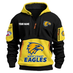 West Coast Eagles Australian Football League Exclusive Logo Hoodie Half Zipper HOAFL0090525A01WCE - Yellow