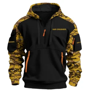 Bar Crusher Exclusive Logo Hoodie Half Zipper Fishing QTFS290525A1BCR - Yellow
