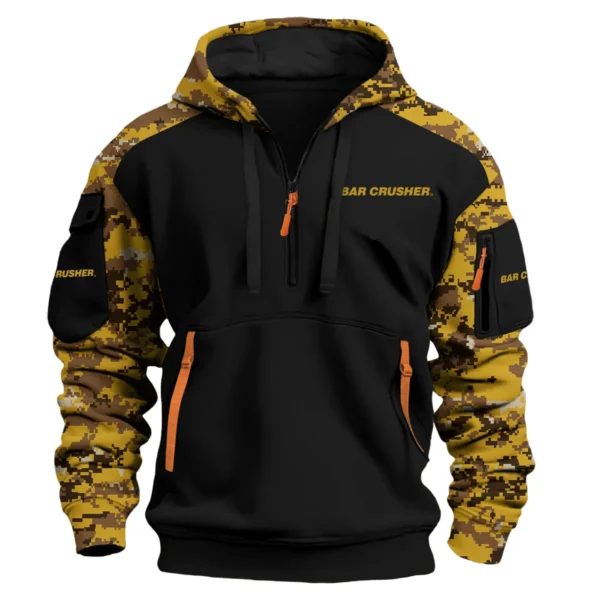 Bar Crusher Exclusive Logo Hoodie Half Zipper Fishing QTFS290525A1BCR - Yellow