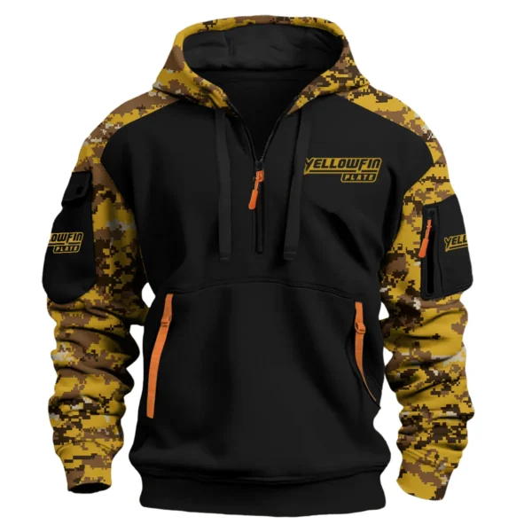 Yellowfin Plate Exclusive Logo Hoodie Half Zipper Fishing QTFS290525A1YPB - Yellow