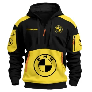 BMW Motorrad Motorcycles  Exclusive Logo Hoodie Half Zipper QTMT160525A3BMW - Yellow