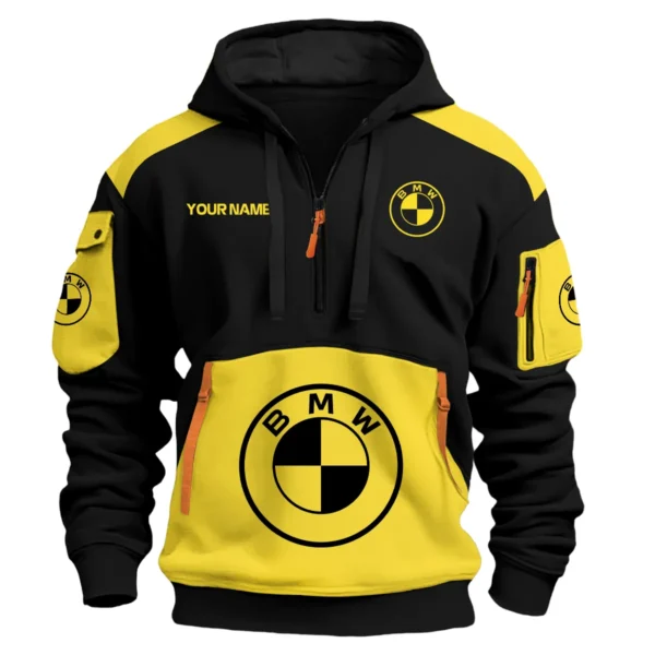 BMW Motorrad Motorcycles  Exclusive Logo Hoodie Half Zipper QTMT160525A3BMW - Yellow