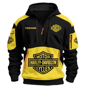 Harley-Davidson Motorcycles  Exclusive Logo Hoodie Half Zipper QTMT160525A3HD - Yellow