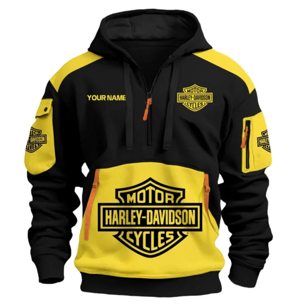 Harley-Davidson Motorcycles  Exclusive Logo Hoodie Half Zipper QTMT160525A3HD - Yellow
