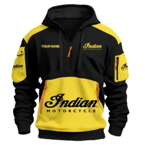 Indian Motorcycle Motorcycles  Exclusive Logo Hoodie Half Zipper QTMT160525A3IND - Yellow