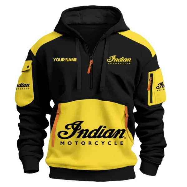 Indian Motorcycle Motorcycles  Exclusive Logo Hoodie Half Zipper QTMT160525A3IND - Yellow