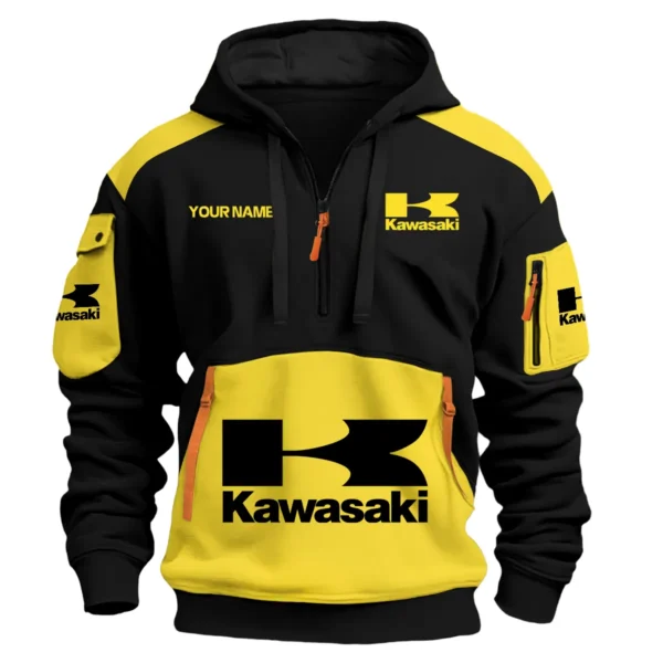 Kawasaki Motorcycles  Exclusive Logo Hoodie Half Zipper QTMT160525A3KAW - Yellow
