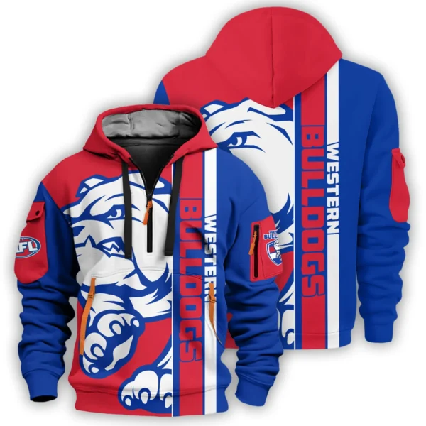 Western Bulldogs Australian Football League Exclusive Logo Hoodie Half Zipper HOAFL210525FW01WB - Image 3