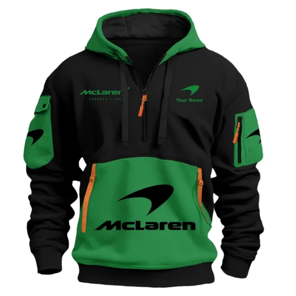 Limited Edition McLaren F1 Custom Name Hoodie Half Zipper For Racing Fans BLMCL25425A1 - Green