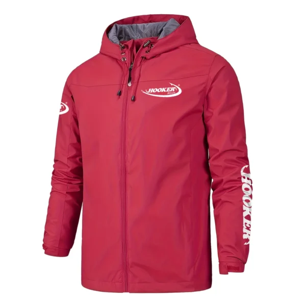 Hooker Boats Fishing AU Exclusive Logo Windbreaker Rain Jacket HOFS160525A01HOO - Red