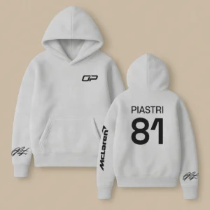 Oscar Piastri McLaren F1 Fashion Clothing For Racing Fans Unisex Hoodie BLOP25425 - Light Gray