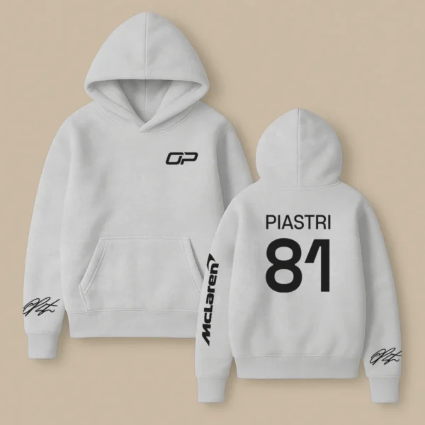 Oscar Piastri McLaren F1 Fashion Clothing For Racing Fans Unisex Hoodie BLOP25425 - Light Gray