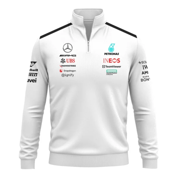 2025 Team Mercedes-AMG Petronas F1 Quarter-Zip Sweatshirt All Over Prints BLMER6525A2QTZ - Image 2