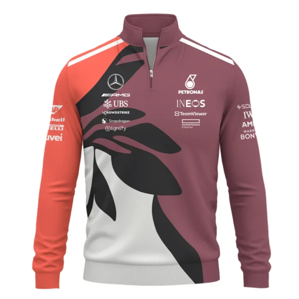 2025 Miami Floral Mercedes-AMG Petronas F1 Quarter-Zip Sweatshirt All Over Prints BLMER6525A3QTZ - Image 2