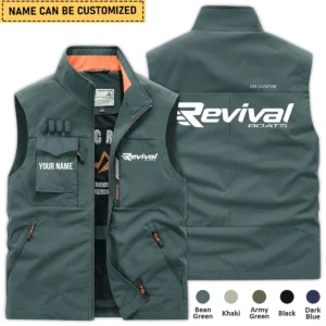 Revival Boats Fishing AU Exclusive Logo Outdoor Sleeveless Vest HOFS140525A01RVB - BeanGreen