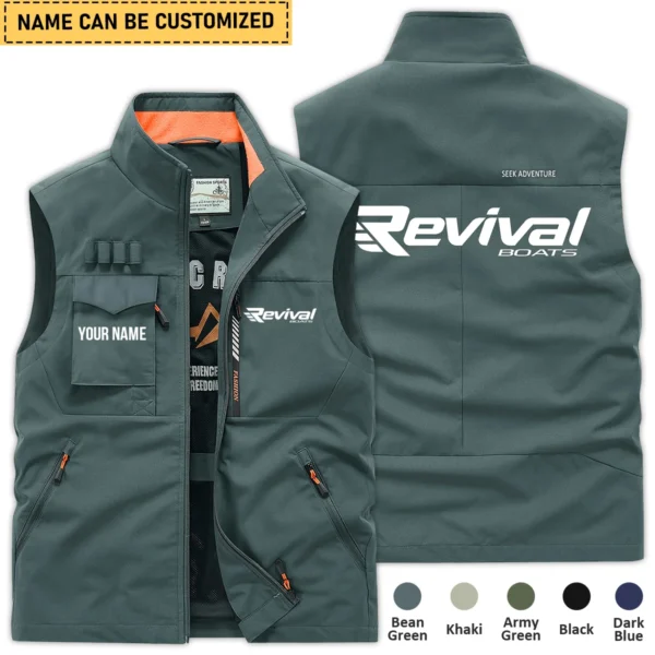 Revival Boats Fishing AU Exclusive Logo Outdoor Sleeveless Vest HOFS140525A01RVB - BeanGreen