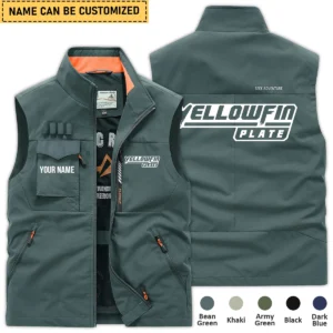 Yellowfin Plate Fishing AU Exclusive Logo Outdoor Sleeveless Vest HOFS140525A01YPB - BeanGreen