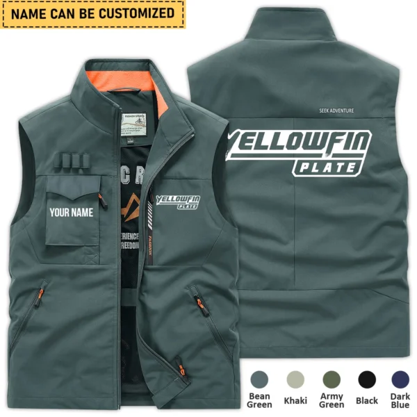 Yellowfin Plate Fishing AU Exclusive Logo Outdoor Sleeveless Vest HOFS140525A01YPB - BeanGreen