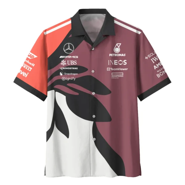 2025 Miami Floral Mercedes-AMG Petronas F1 Hawaiian Shirt All Over Prints BLMER6525A3HW - Image 2