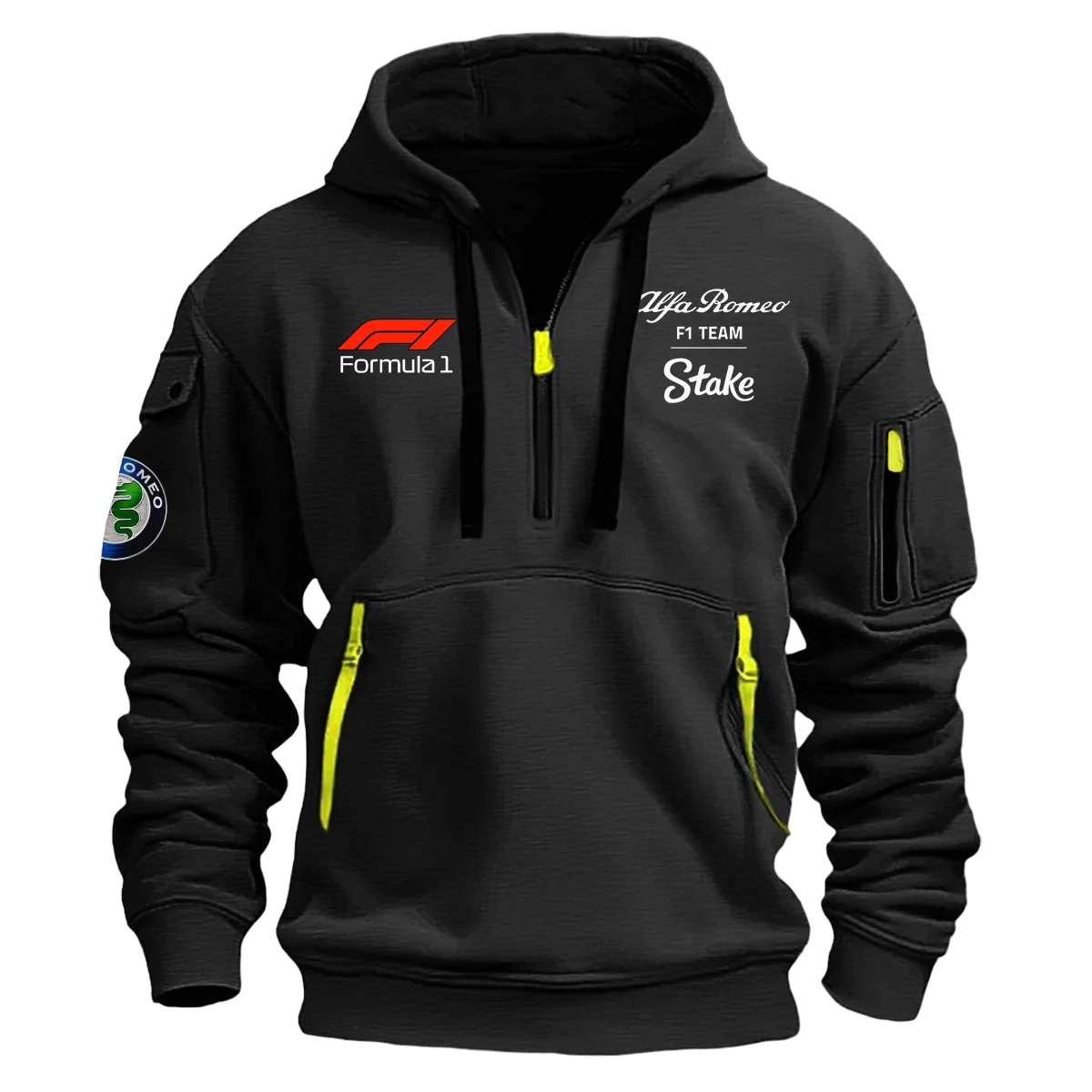 Alfa Romeo Racing F1 Exclusive Logo Hoodie Half Zipper BL16325A1 - Black