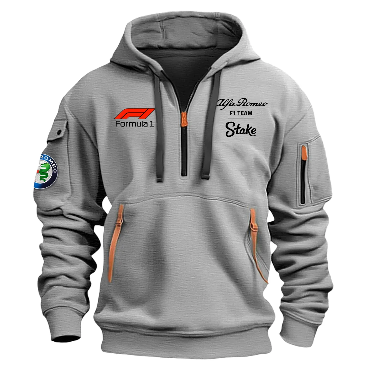 Alfa Romeo Racing F1 Exclusive Logo Hoodie Half Zipper BL16325A1 - Gray