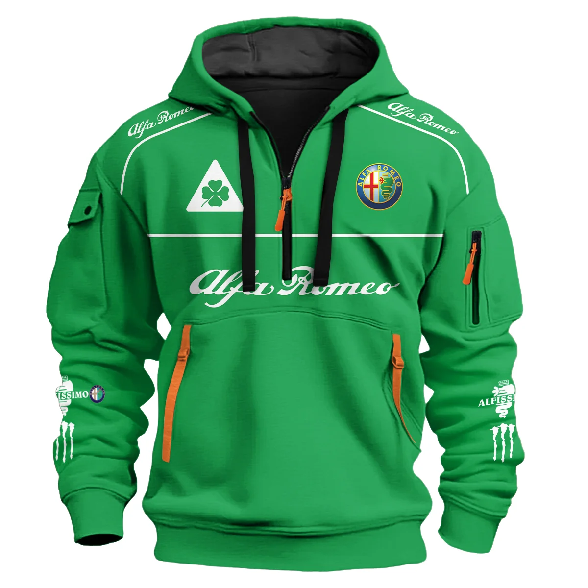 Alfa Romeo Racing F1 Hoodie Half Zipper All Over Prints BL17325A3HZ - Green