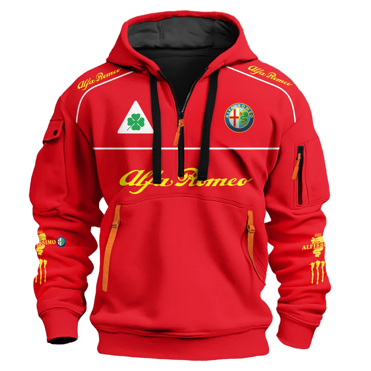 Alfa Romeo Racing F1 Hoodie Half Zipper All Over Prints BL17325A3HZ - Red