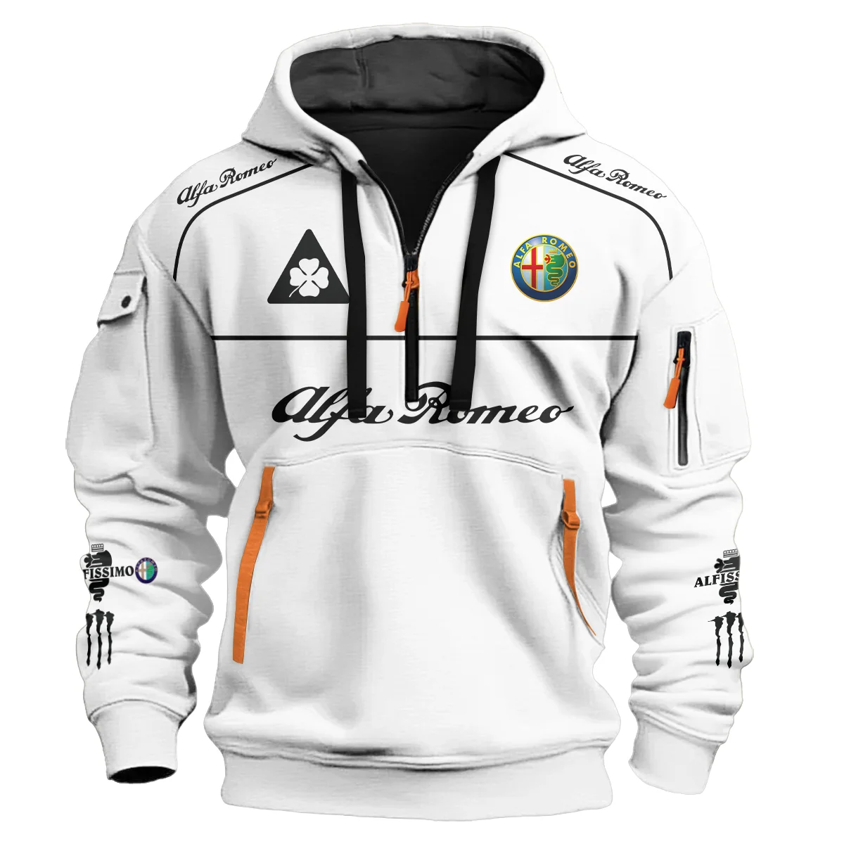 Alfa Romeo Racing F1 Hoodie Half Zipper All Over Prints BL17325A3HZ - White